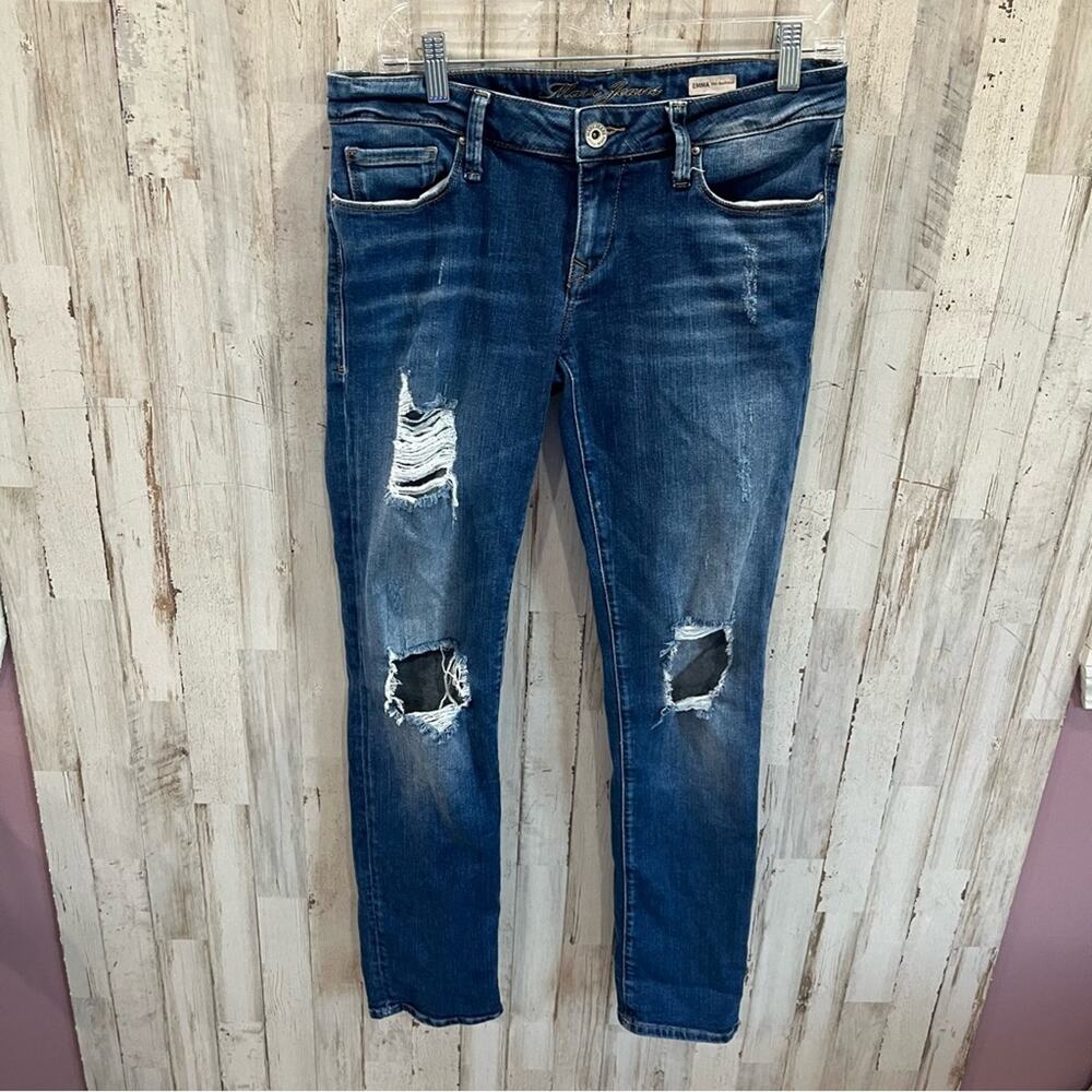 Mavi‎ Emma Slim Boyfriend Blue Jeans Distressed Low Rise